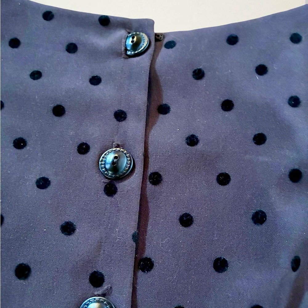Positive Attitude Brown and Black Polka Dot Top with Belt and Button Back - Picture 6 of 6